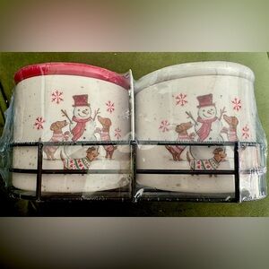 NEW Set of 2 Salt & Pepper Ceramic Cellars, Holiday, Christmas